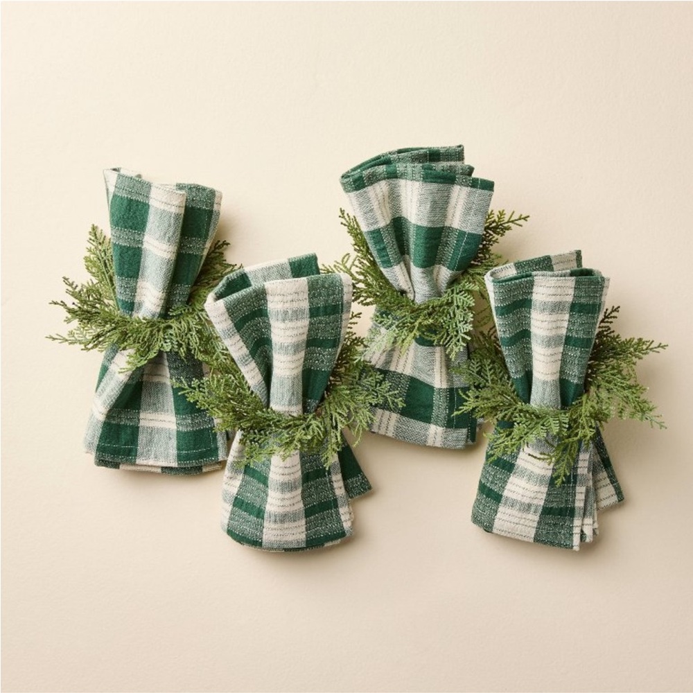 4pc Faux Cypress Sprig Christmas Napkin Rings Set-Hearth & Hand with Magnolia